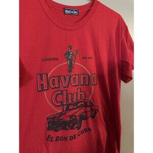 Blu Caribe Havana Club El Ron De Cuba Woman’s Red Graphic T-Shirt Size L